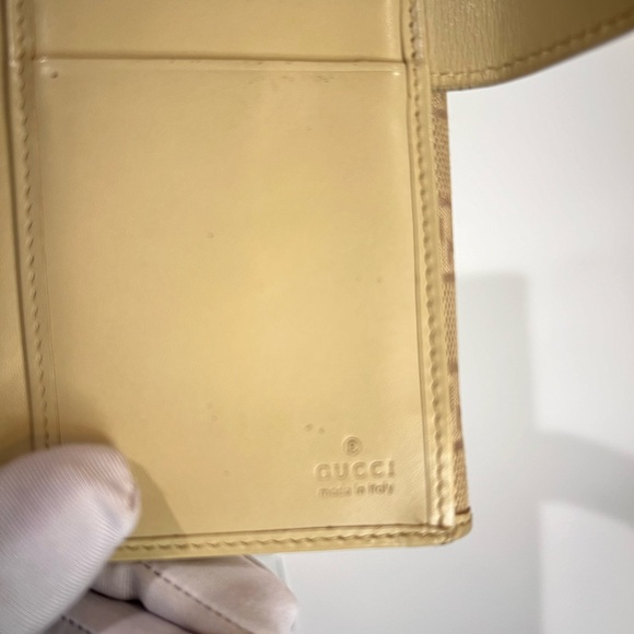 AUTHENTIC GUCCI GG SIGNATURE CANVAS LONG WALLET BEIGE IVORY LEATHER WITH BOX - Picture 7 of 12